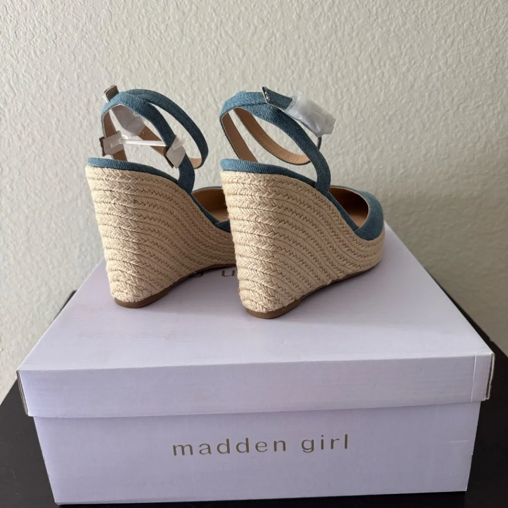 Madden Girl Teal Espadrille Platform Wedges